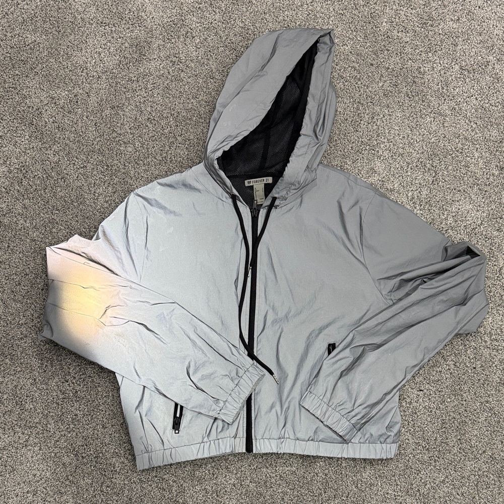 Reflective - Forever 21 Gray Hooded Jacket